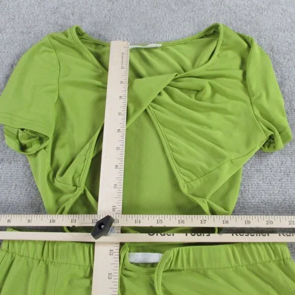 12th Tribe Top and Skirt Set Womens Small Green Twist Cropped EUC - Picture 7 of 10